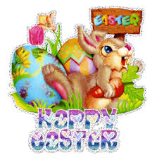 Biała kartka z zajączkiem i napisem Happy Easter